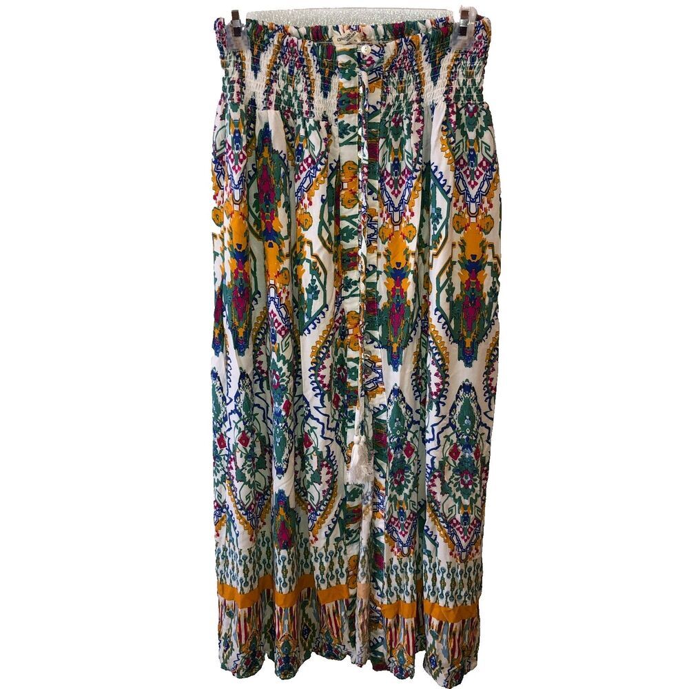Christian Siriano Skirt Womens Small Smocked Waist Pull On Boho Tribal Beach